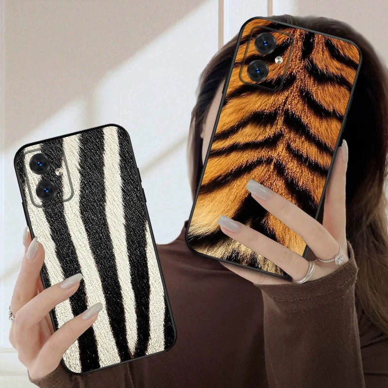 Tiger Skin Pattern For Motorola Moto G 04 05 14 15 24 34 35 54 55 75 84 85 Edge 40 50 Fusion 60 Fusion silicone soft phone case