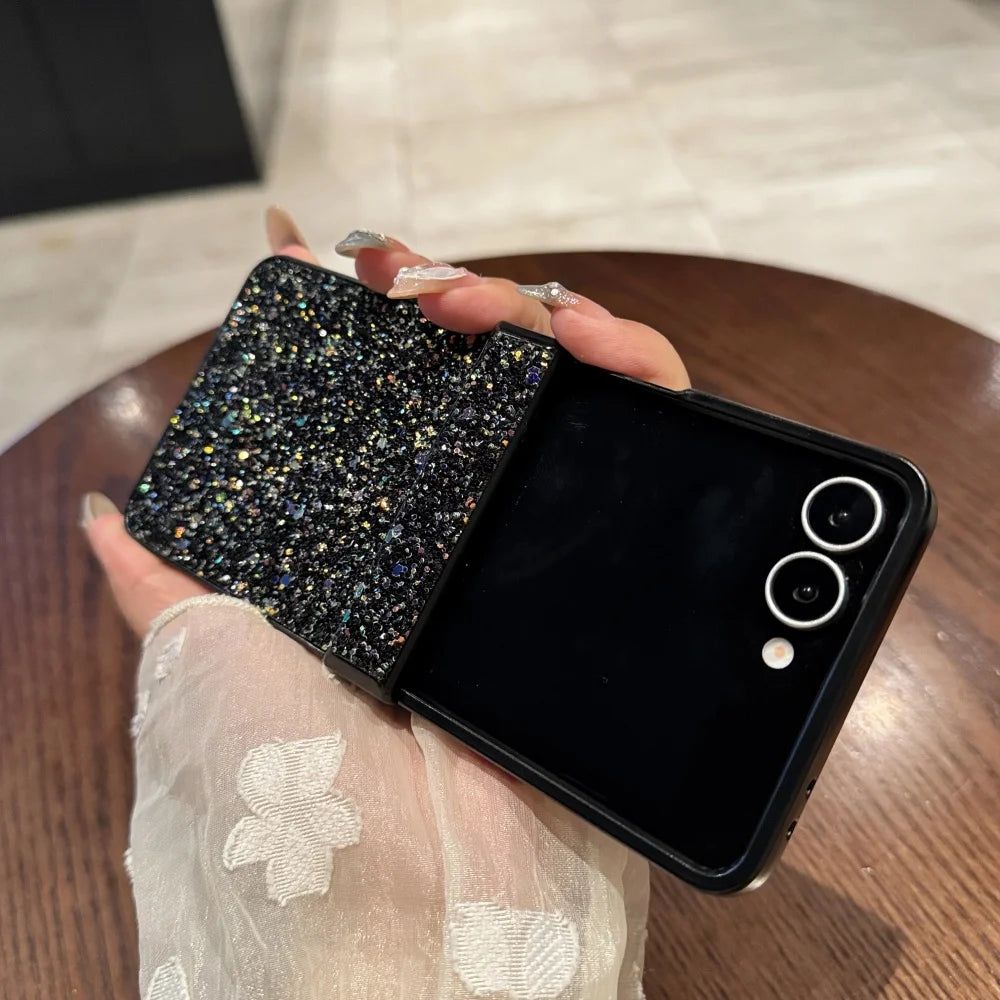 Z Flip7 Case Luxury Bling Sequin Glitter Sequin Phone Case for Samsung Galaxy Z Flip 7 6 5 4 3 5G Hinge Protection Hard PC Cover