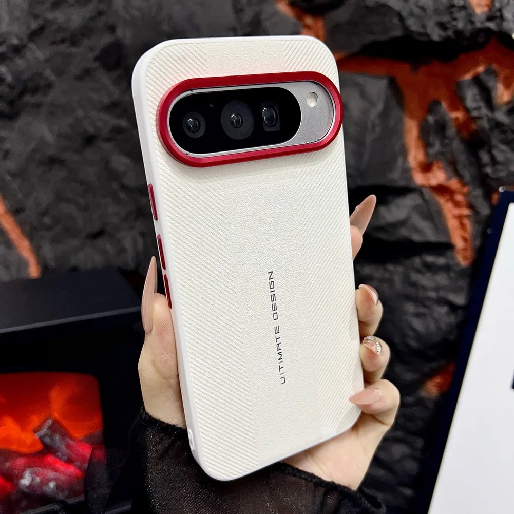 Red Camera Frame with Luxury Textured Case For Google Pixel 10a 10 Pro XL 10 pixel 9a 9 pro Ultimate Design Protective Cover