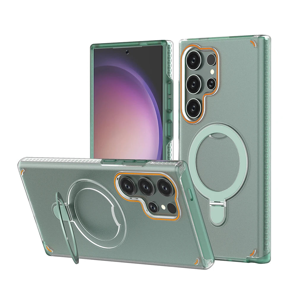 3 IN 1 Folding Ring Holder Phone Case For Samsung Galaxy S26 S25 S24 Plus Ultra Magnetic For Magsafe Shockproof Stand Back Cover