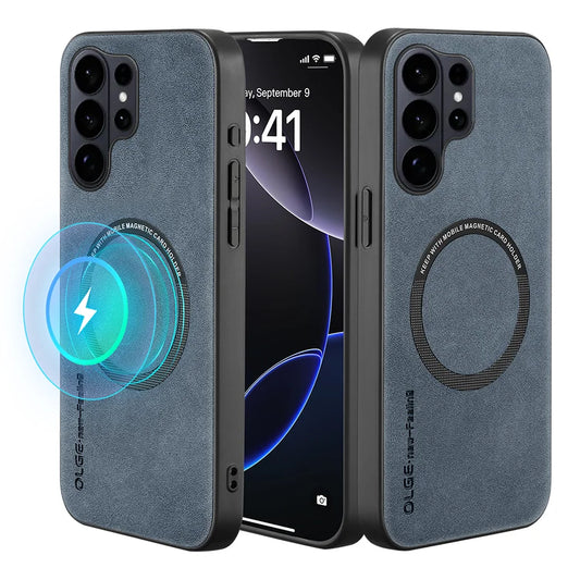 For Magsafe Phone Case For Samsung Galaxy S26 S25 S24 S23 S22 S21 S20 Puls Ultra Magnetic Wireless Charging Leather Back Cover