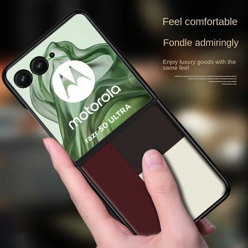 For Motorola Razr 50 Ultra Case Luxury PU Leather Fashion Skin Protective Back Cover Case For Moto Razr 50 50Ultra Phone Shell