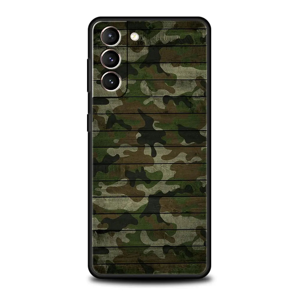 Camouflage Camo Military Army Phone Case For Samsung Galaxy S25 S24 S23 FE S22 Ultra S20 S21 5G S10 Plus S10E Soft Black Cover