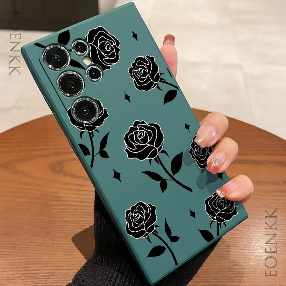 New Retro Fashion Rose Phone Case For Samsung Galaxy A25 A32 A33 A72 A73 Note 10 20 Plus S25 S24 S23 S22 S21 Ultra FE 5G Cover