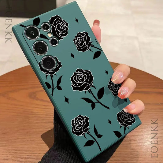 New Retro Fashion Rose Phone Case For Samsung Galaxy A25 A32 A33 A72 A73 Note 10 20 Plus S25 S24 S23 S22 S21 Ultra FE 5G Cover