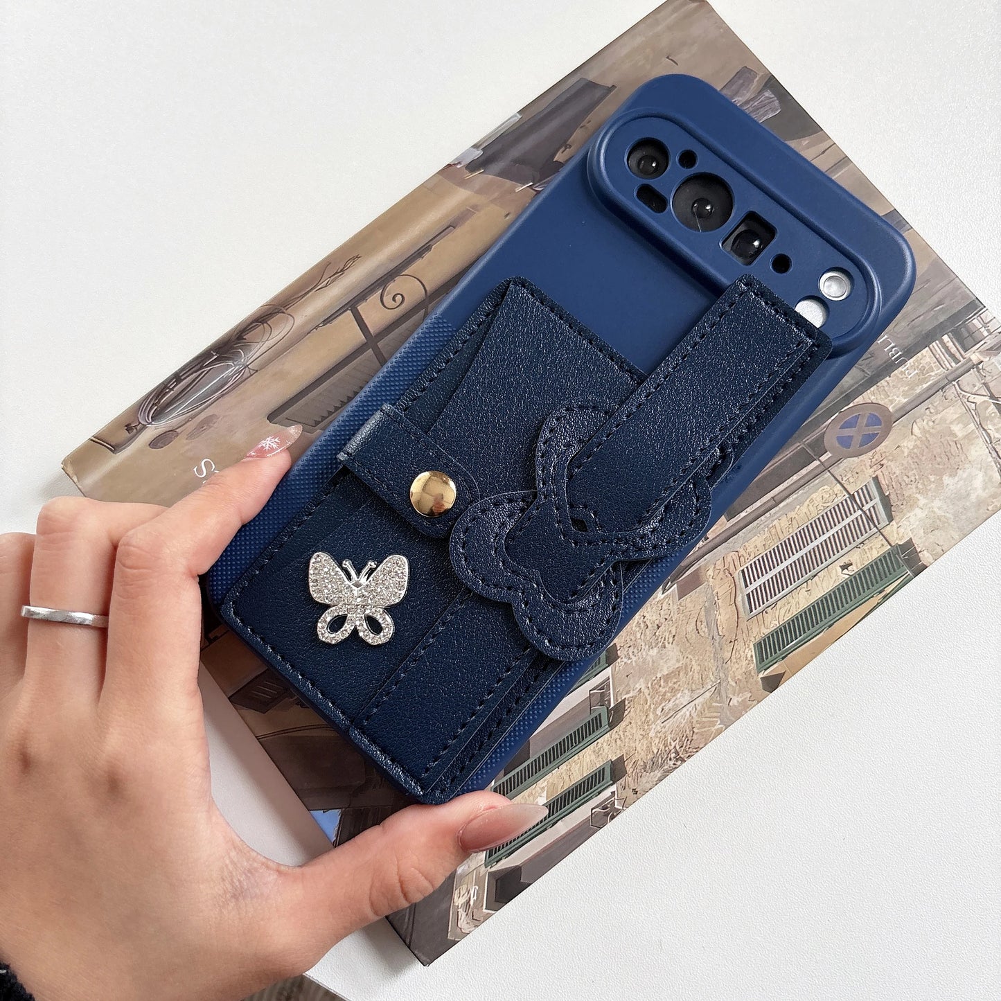 Polka Dot texture Wrist Wallet Card Bag Holder Butterfly Phone Case For Google Pixel 10 Pro 9 9A 6 7 Pro 8 10A Shockproof Cover