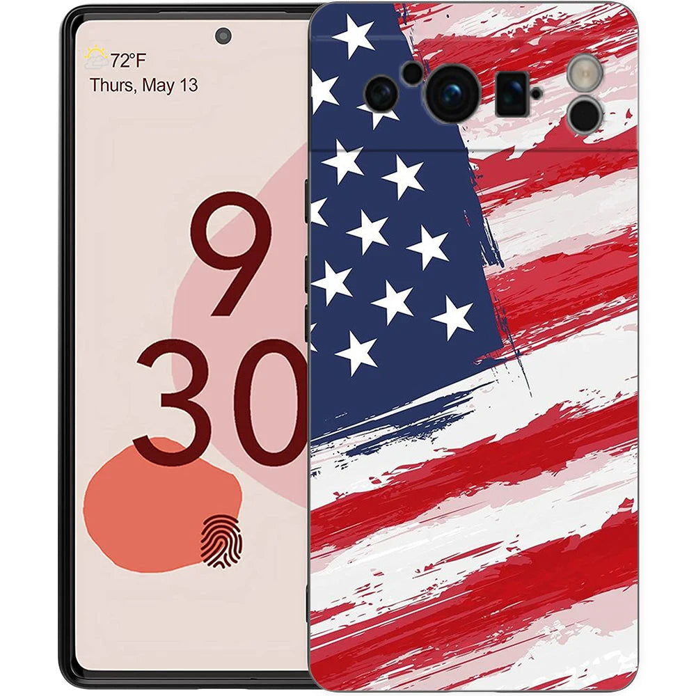 Phone Case Cover for Google Pixel 9 8 7 6 9A 8A 7A 6A Pro 10 9 Pro XL Soft TPU Shockproof Shell Capa American United States Flag