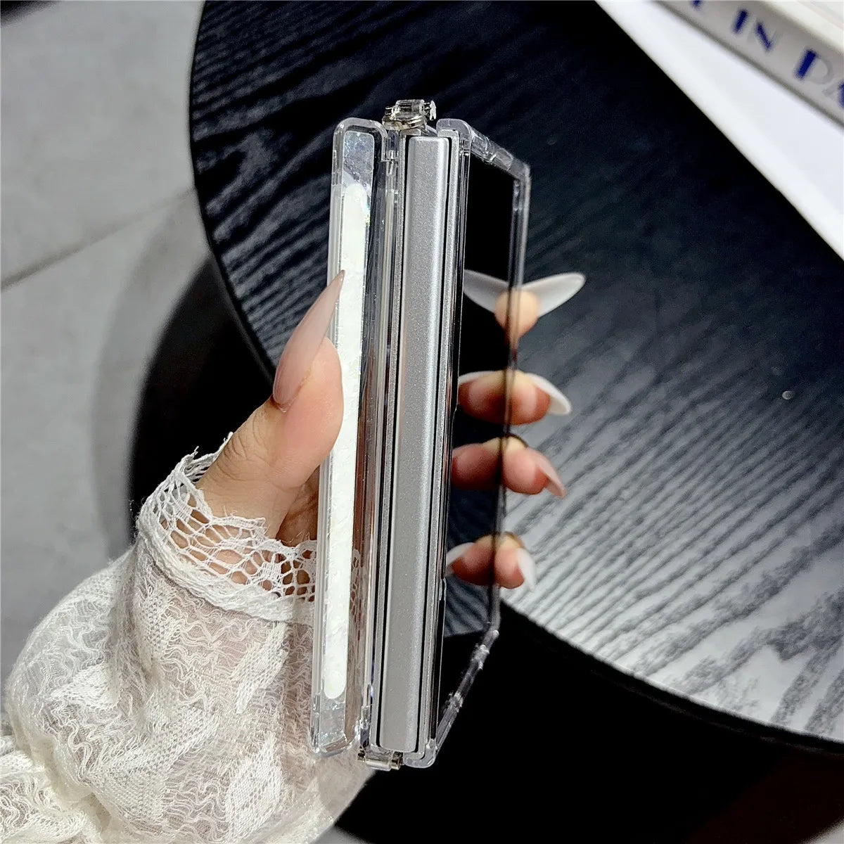 Fold8 Wide Cover Luxury Colorful Aurora Shell Pattern Case For Samsung Galaxy Z Fold 8 Magnetic Hinge Protection With Side Clasp