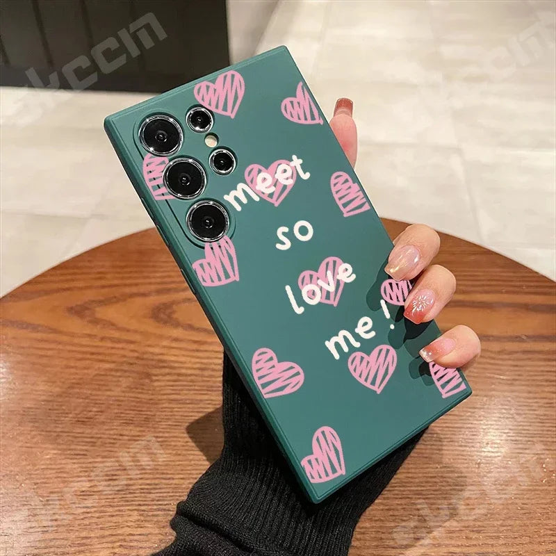 Colorful Love Heart Happy Phone Case For Samsung Galaxy S24 Ultra S25 S23 S22 Plus S20 FE A54 A55 A15 A35 A51 A71 A72 A73 Cover