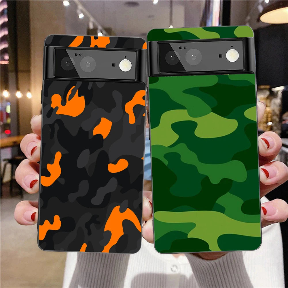 Camouflage Camo Phone Case Cover for Google Pixel 8 7 6 7A 6A Pro 5G Shockproof Silicone Soft 9 Pro XL 8 Pro 5G Shell Coque Bags