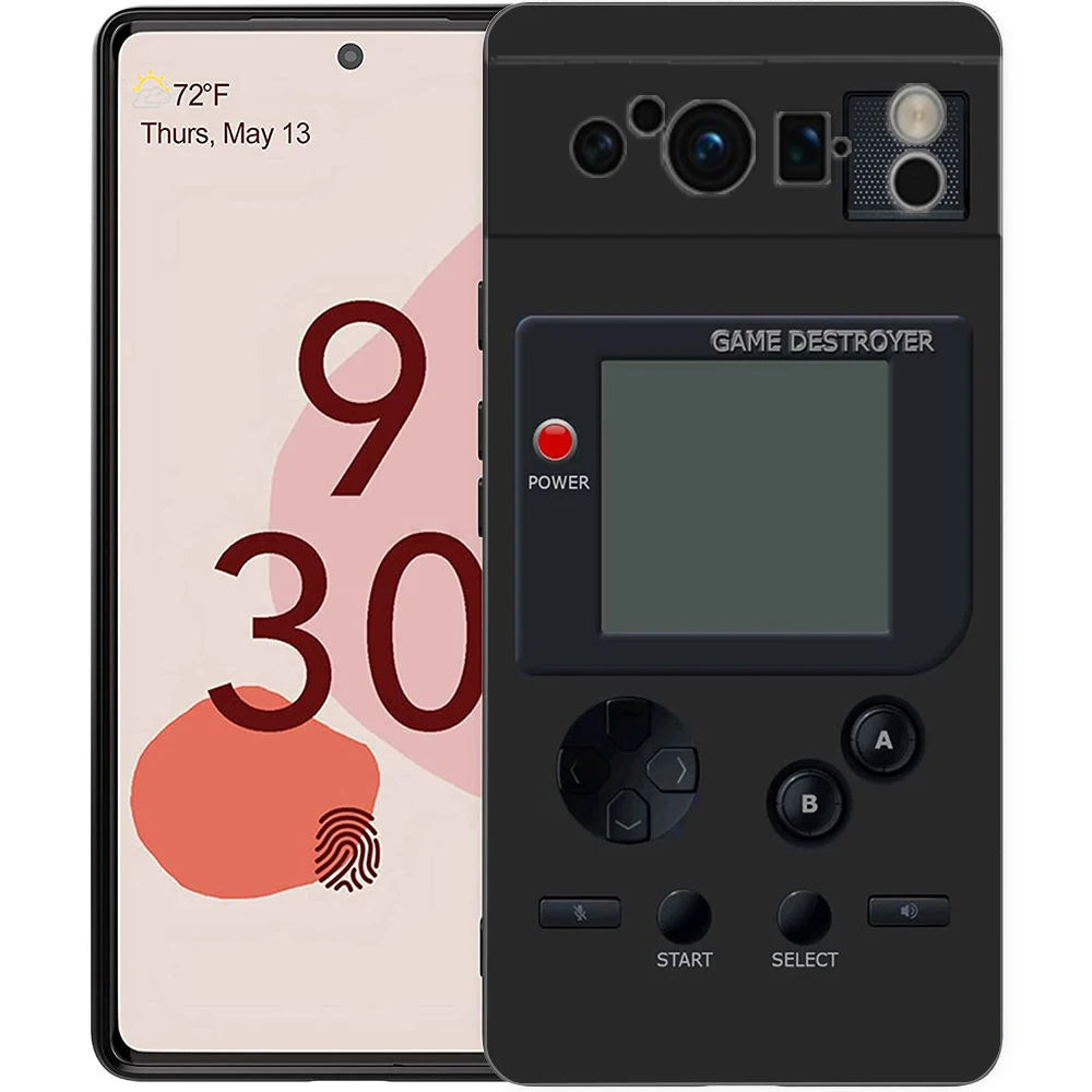Video Game Boy Vintage GamePad Phone Case For Google Pixel 8 7 6 Pro 6A 7A 5G Soft Silicone Shockproof Black Cover TPU Fundas