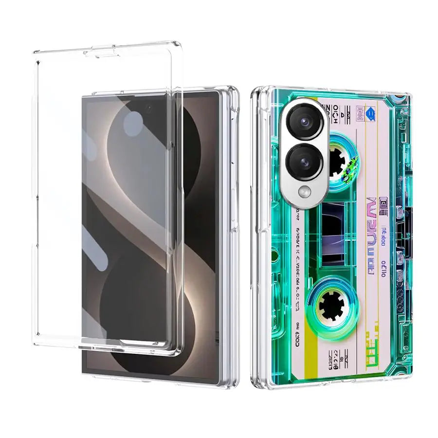 Cyber Transparent Cassette Case for Samsung Galaxy Z Fold 8 ZFold 8 PC Hard Luxury ZFold8 Transparent Phone Cover