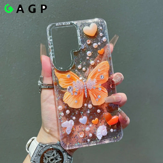 Ins Fashion Butterfly Glitter Cute Case for Samsung Galaxy S26 S24 S25 Plus S23 Ultra S26ultra Bing Love Shockproof Cover Shell
