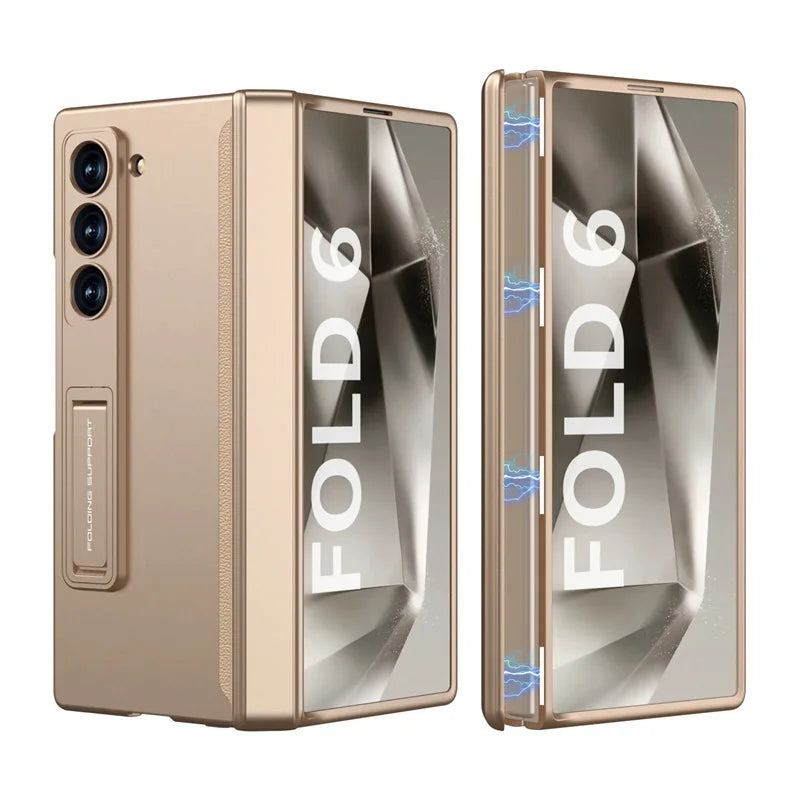 GKK Magnetic Hinge Armor Holder Case For Samsung Galaxy Z Fold 7 6 5 4 3 Stand Matte Hard PC Cover For Samsung Z Fold 6 5 Case