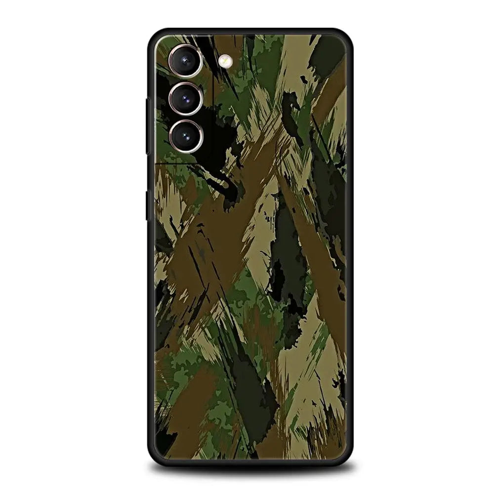 Camouflage Camo Military Army Phone Case For Samsung Galaxy S25 S24 S23 FE S22 Ultra S20 S21 5G S10 Plus S10E Soft Black Cover