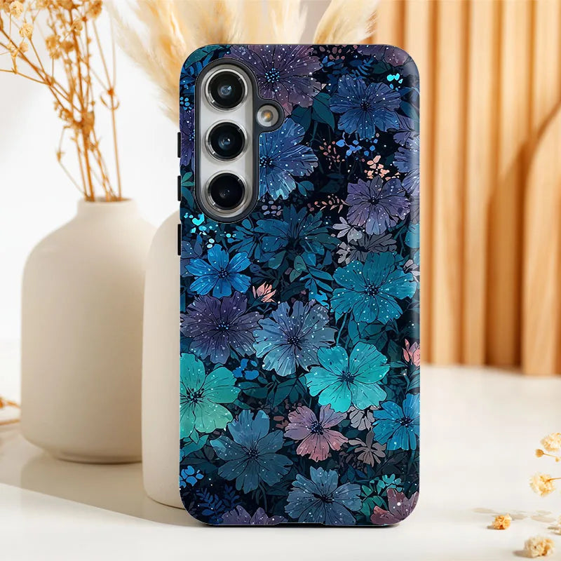 2 IN 1 Film shell Retro Flower Cover For Samsung S25 S24 S23 S22 S21 Plus Ultra S25 Edge S20 FE A56 A16 15 26 36 Phone Case