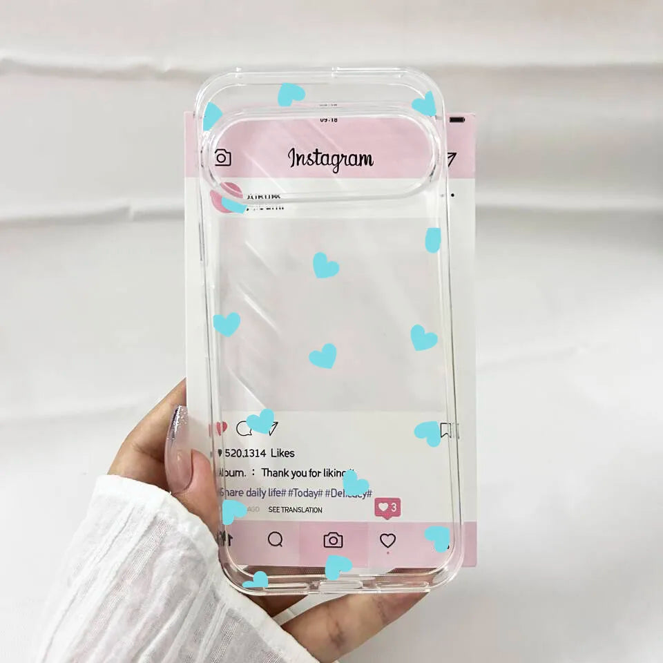 Cute Pink Black Love Heart Phone Case For Google Pixel 10 Pro XL 9 8Pro 6 7 8 8A 5G Fashion Transparent Soft TPU Cover Fundas