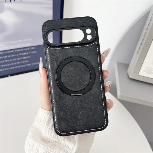 Luxury Leather Rotating Bracket Magnetic For Magsafe Case For Google Pixel 10 9 8 7 6 Pro 5 4 3 XL 3A 4A 5A 6A 7A 8A 9A 5G Cover