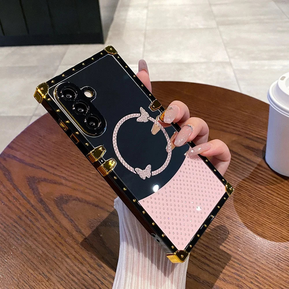 For Samsung Galaxy A56 A55 A54 A53 A36 A35 A34 A26 A25 A24 A16 S25 S24 S23 Phone Case Glitter Diamond Butterfly Shockproof Cover