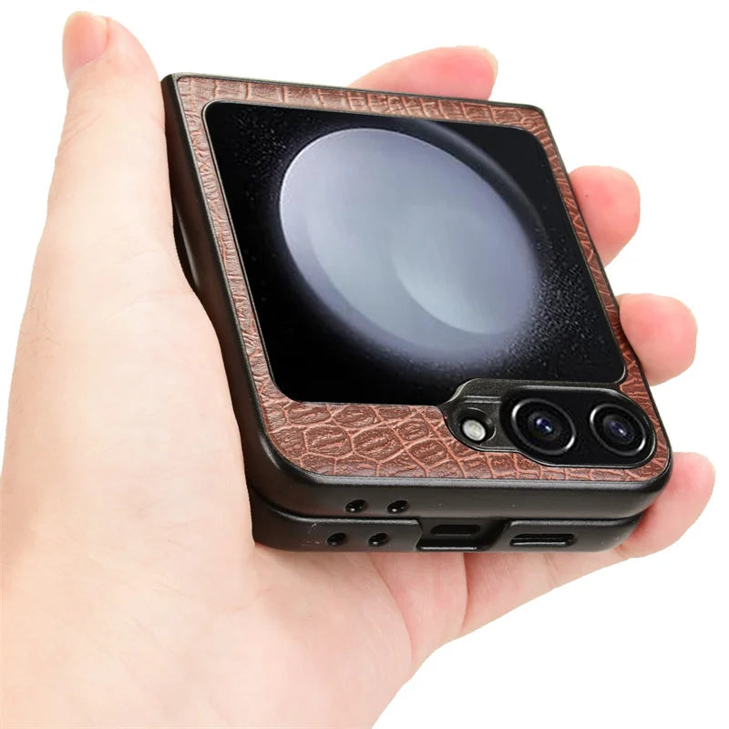 For Samsung Galaxy Z Flip 7 FE Case Luxury Crocodile pattern PU leather Case For Samsung Z Flip 7 FE Phone Case Back Cover