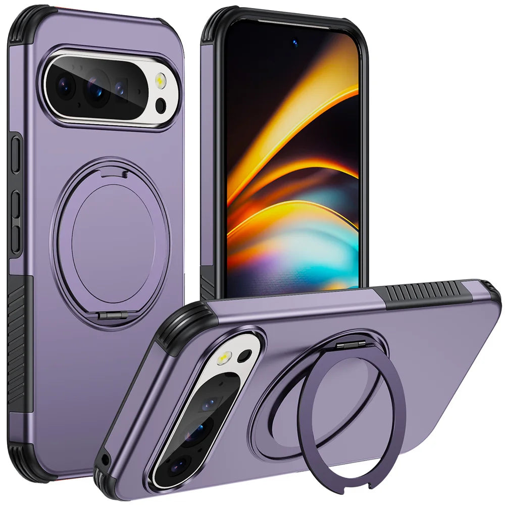 Luxury Magnet Rotating Fold Stand Magnetic Phone Case for Google Pixel 11 10 9 Pro XL 10A Non-Slip Bumper Shockproof Armor Cover