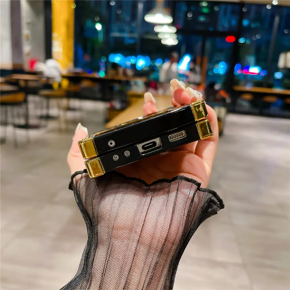 Luxury Gold Plating Flower Case For Samsung Galaxy Z Flip 6 Ring Holder Bracket Cover For Galaxy Z Flip 6