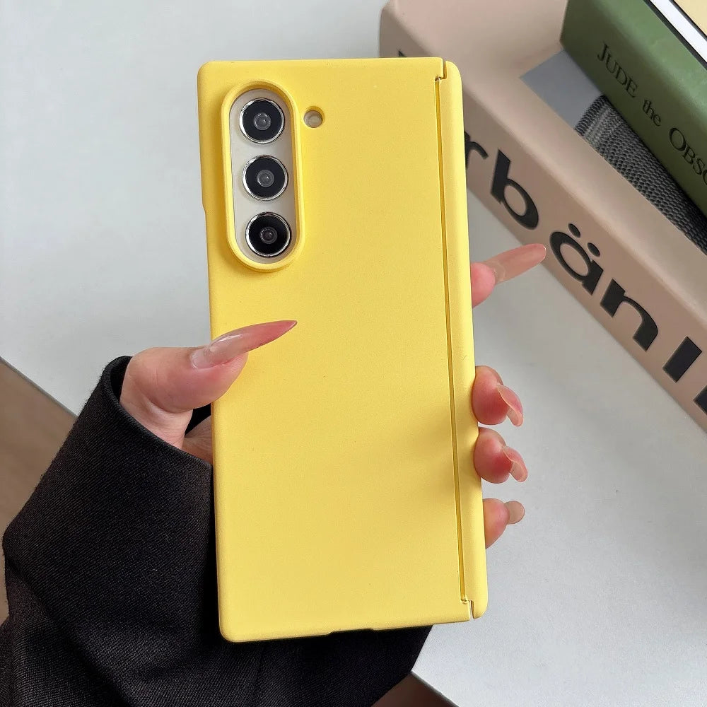 Solid Color Hinge Protection Phone Case  For Samsung Galaxy Z Fold 7 6 5 4 2pc-Set Skin Feel Matte PC Shockproof Folding Cover