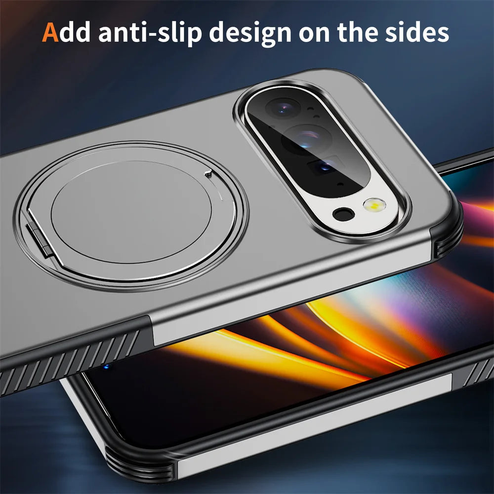 Luxury Magnet Rotating Fold Stand Magnetic Phone Case for Google Pixel 11 10 9 Pro XL 10A Non-Slip Bumper Shockproof Armor Cover