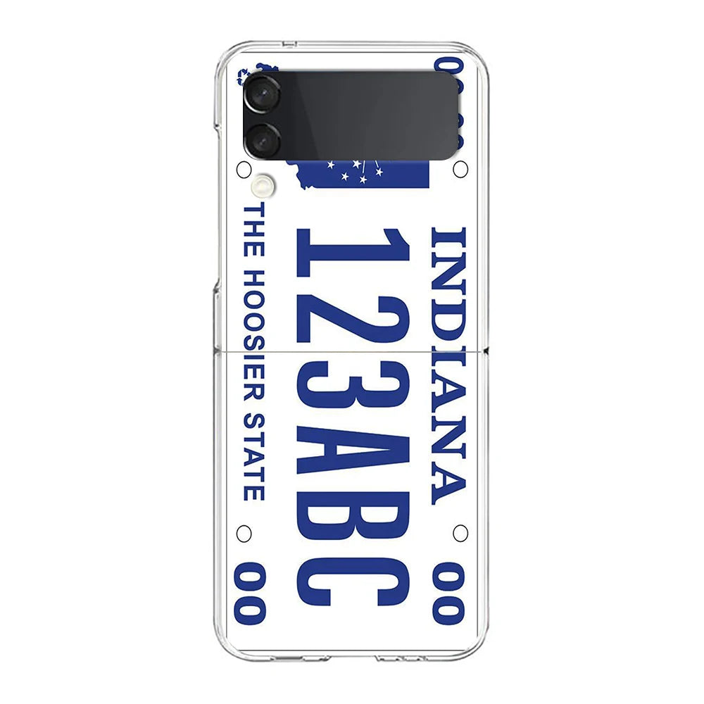 Retro Vintage License Plate Phone Case For Samsung Galaxy Z Flip 7 6 5 4 3 For Samsung Flip7 Flip6 Shockproof Hard Folding Cover
