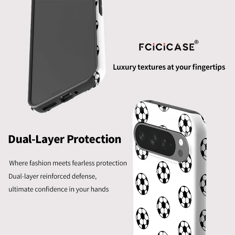 Fcicicase Anti-Drop Phone Case For Google Pixel 10 9 8 Pro 10A 10 9 Pro XL 7A 8A Football Pattern Matte Acrylic Back Cover
