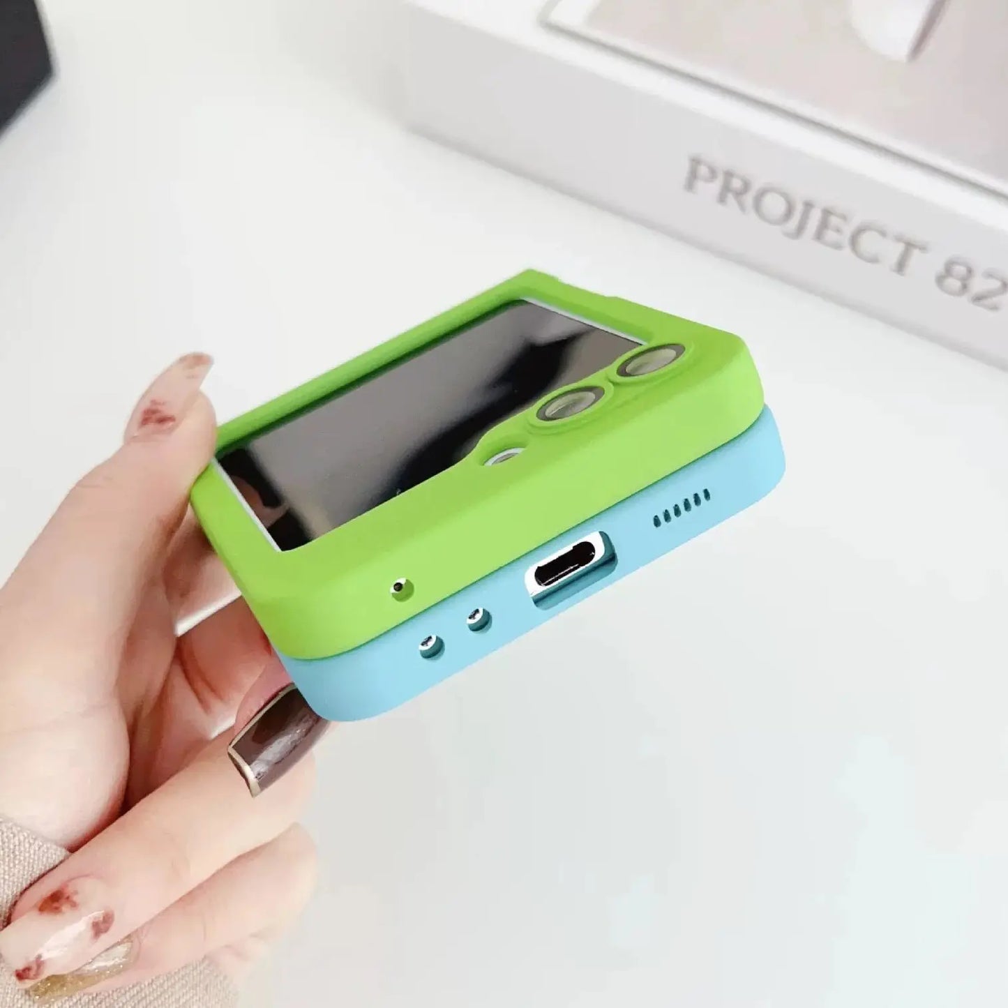 Gradient Dual Color Magnetic Soft Case For Samsung Galaxy Z Flip 6 5 4 3 For Magsafe Lens Film Protection Wireless Charge Cover