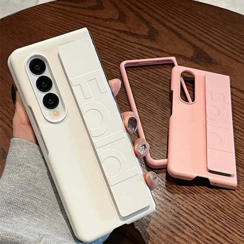 Luxury Soft Silicone Wrist Strap Holder Phone Case For Samsung Z Fold 5 zfold4 Fold3 ZFold6 Cases Ultra Thin Matte Hard PC Cover