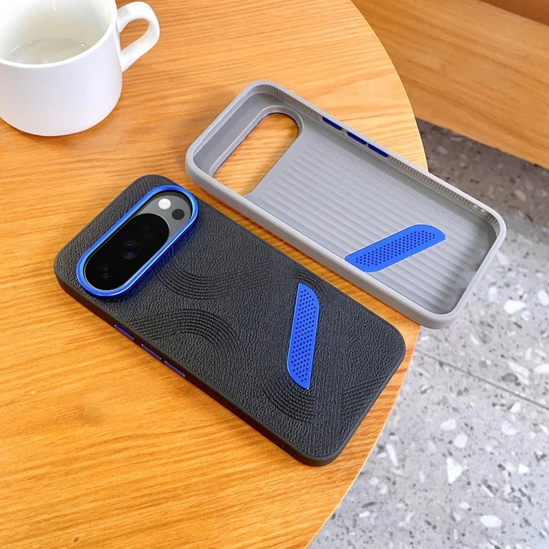 Blue Ventilated Phone Case For Pixel 11 Pro Google 11 10a Pixel 10 Pro XL 9a 9 Lens Ring Raised Protective Cover