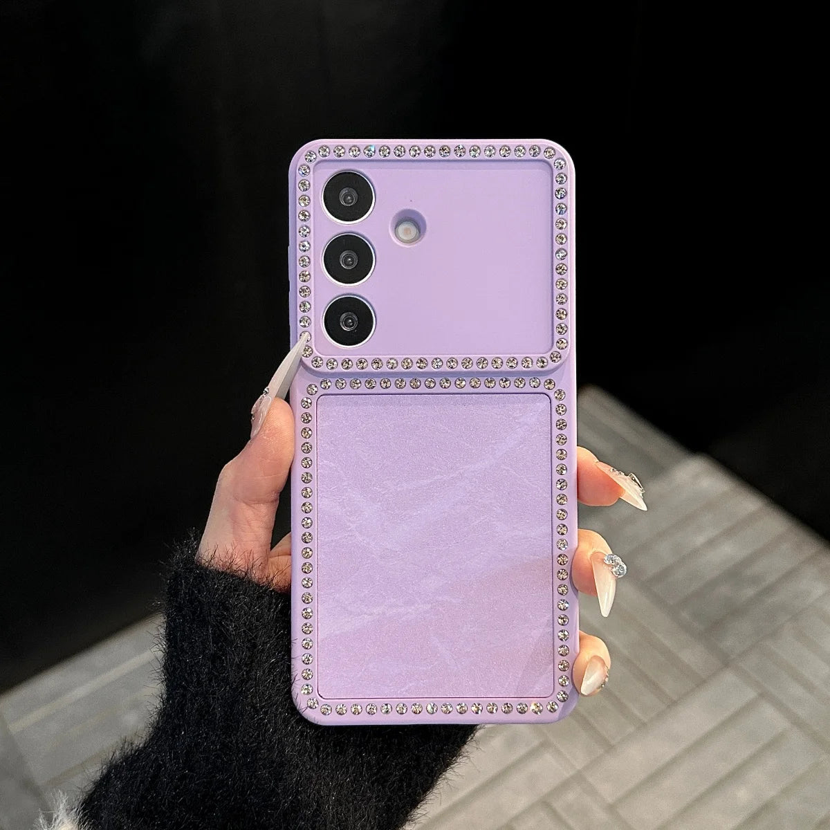 Fashion Snow Mountain Velvet Glitter Diamond Phone Case For Samsung S26 S25 S24 FE Ultra Plus Camera Protection Shockproof Cover