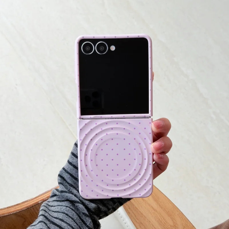 Korean Candy Color Polka Dot Magnetic Phone Case For Samsung Galaxy Z Flip 7 6 5 4 3 Z Flip6 ZFlip7 Hard Cover For Magsafe Cases