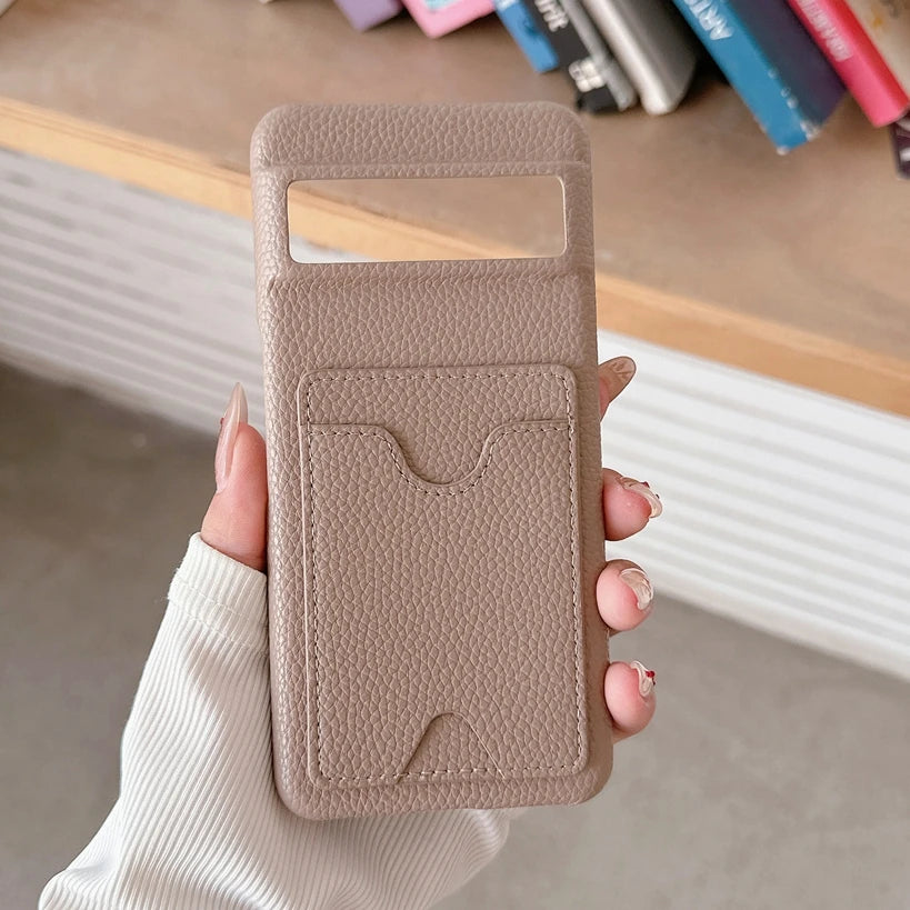Fashion Leather Litchi Card Slot Bag Holder Phone Case For Google Pixel 9 8 7 6 Pro 7A 6A 8A Colorful Matte Cover For Pixel 9 XL