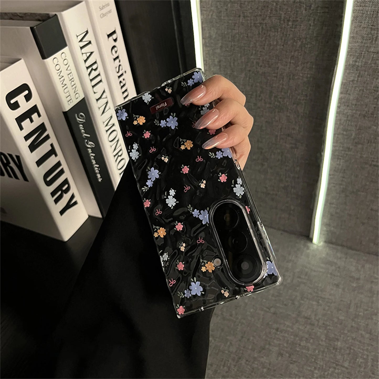Cute Fresh Transparent Wrinkle Floral Flowers Phone Case for Samsung Galaxy Z Fold 6 Z Fold6 Fold7 Shockproof Back Cover