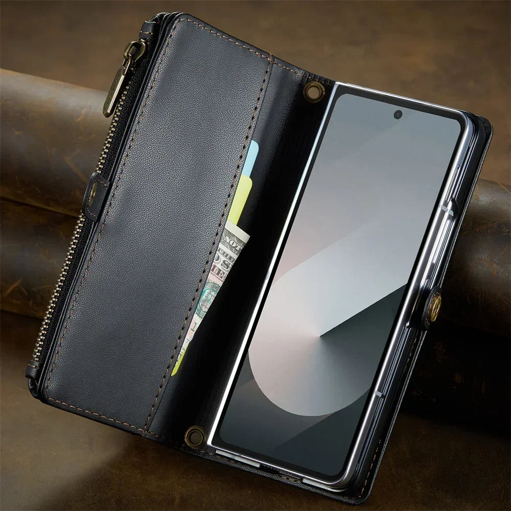 Crossbody Purse for Samsung Galaxy Z Fold 7 6 Fold5 Fold 4 Fold 3 Leather Flip Case Book Wallet Coque Retro Vintage Card Slots