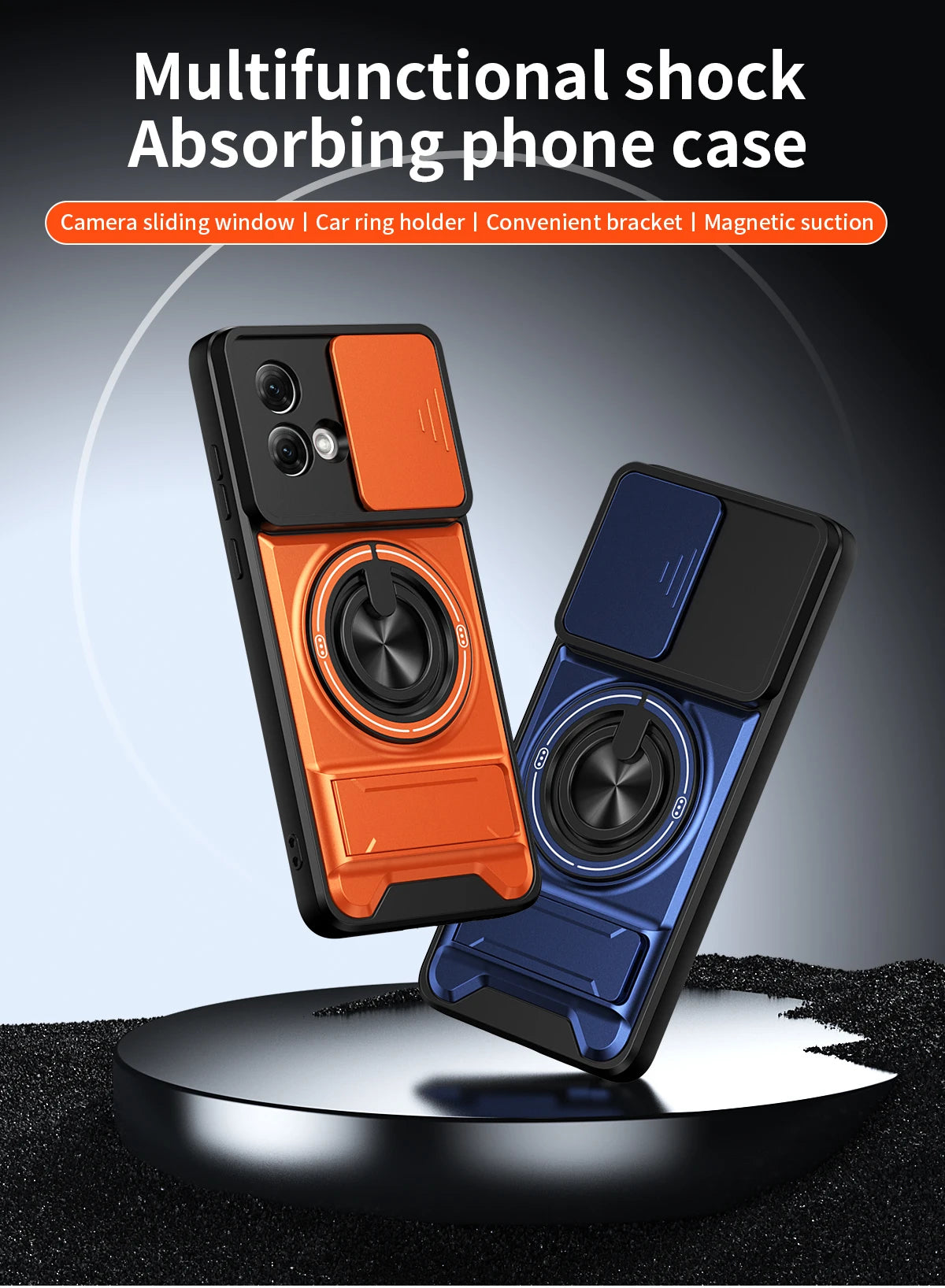 360 Rotating Magnetic Ring Holder Phone Case For Motorola G86 G56 G35 G64 G34 G84 G55 G53 Lens Slide Camera kickstand Cover