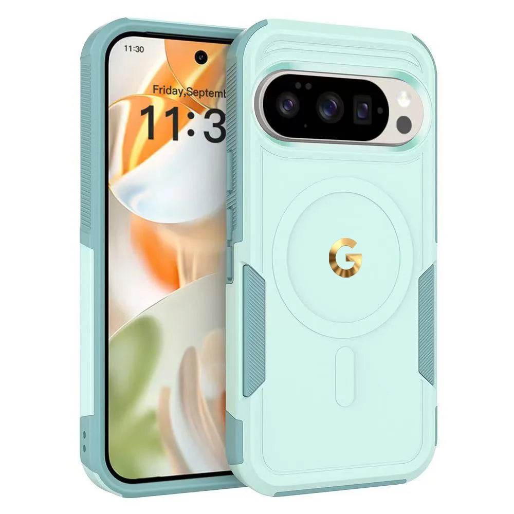 Premium 2IN1 Heavy Armor For Magsafe Magnetic Charging Case For Google Pixel 10 9 Pro XL Shockproof PC+TPU Matte Protector Cover