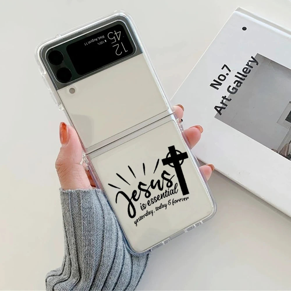 Faith Christian Religious Jesus Phone Case for Samsung Galaxy Z Flip 6 7 5 ZFlip 5 Hard Cover for Samsung ZFlip4 ZFlip3 Fundas
