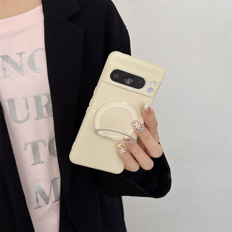 Stand Bracket Wireless Charging Magnetic For Magsafe Case For Google Pixel 10 6 7 8 9 Pro XL 7A 8A 9A Soft Shockproof Back Cover