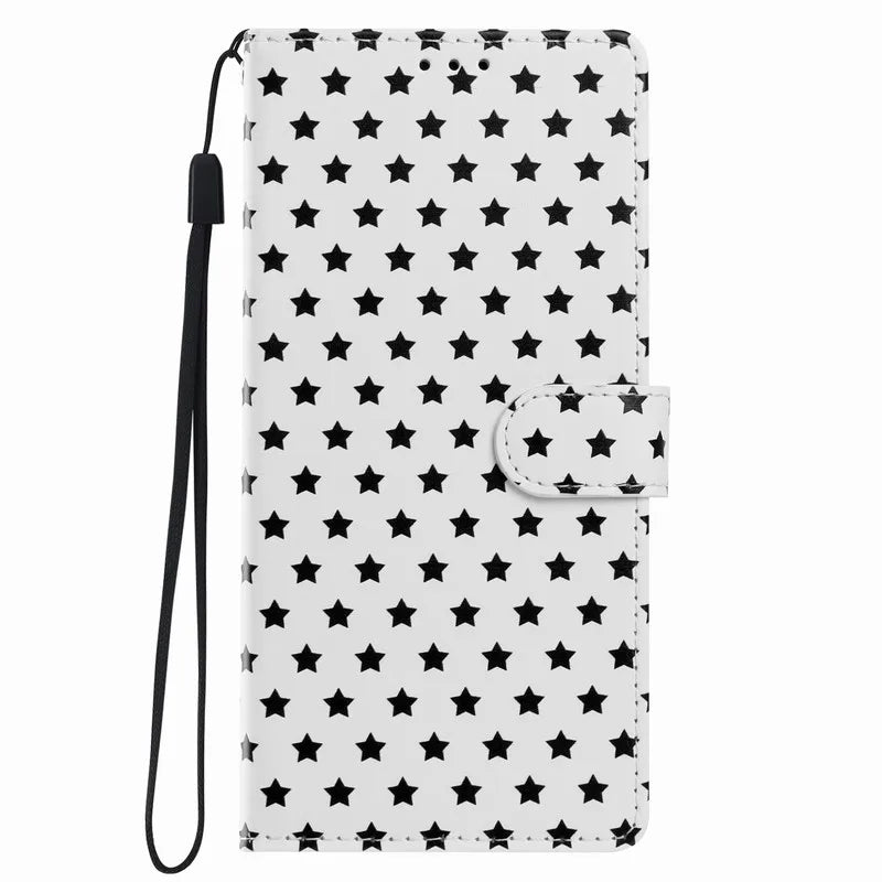 Cute Stars Leather Case For Motorola Moto G8 Edge 50 Pro 40 Neo 60 Fusion 70 Stylus One Action ThinkPhone 25 Wallet Phone Cover