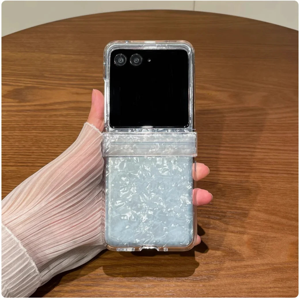 Luxury Shinny Seashells Plastic Case Hing Cover Case For Motorola Razr 40 50 60 Ultra