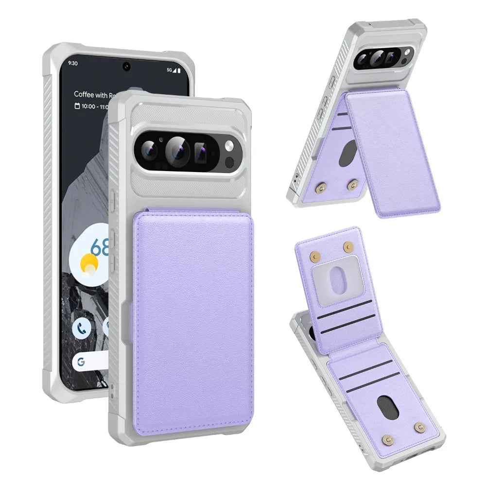 Card Slots Magnetic Foldable Kickstand Case for Google Pixel 11 10 9 Pro XL 8 7 Pro 10A 9A 8A 7A Luxury PU Leather Wallet Cover