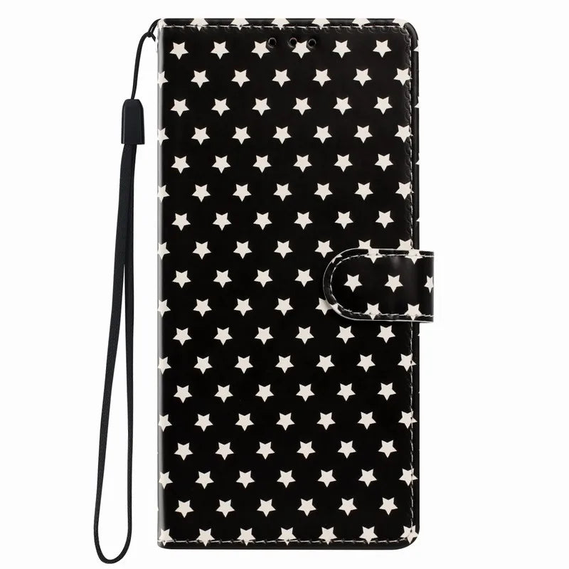 Cute Stars Leather Case For Motorola Moto G8 Edge 50 Pro 40 Neo 60 Fusion 70 Stylus One Action ThinkPhone 25 Wallet Phone Cover
