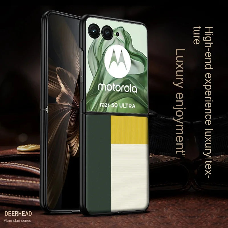 For Motorola Razr 50 Ultra Case Luxury PU Leather Fashion Skin Protective Back Cover Case For Moto Razr 50 50Ultra Phone Shell