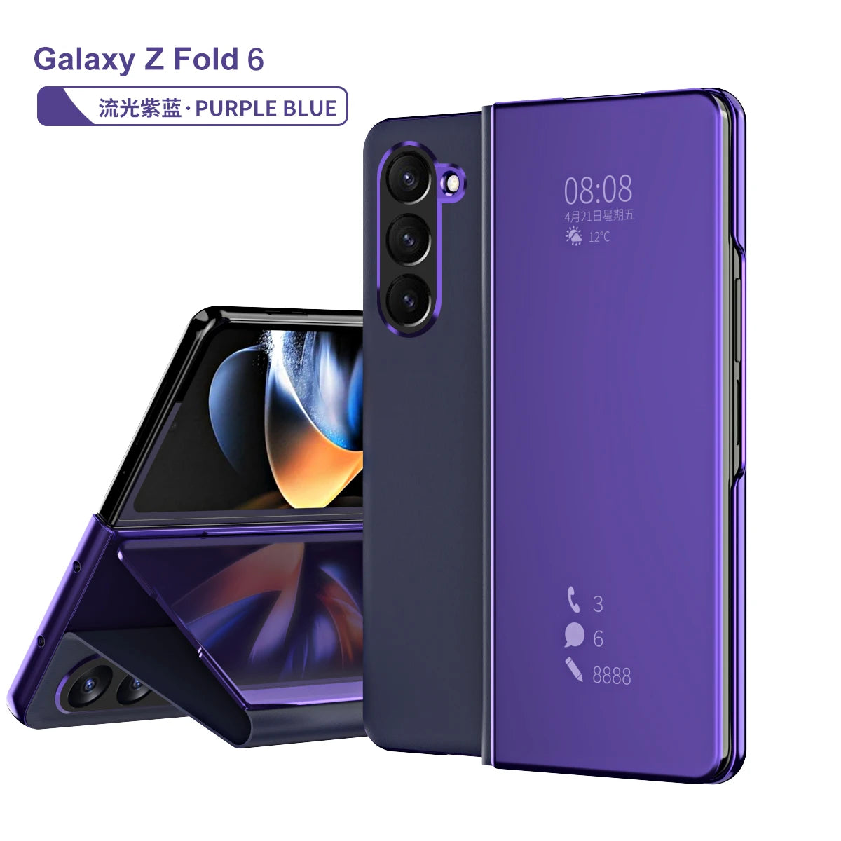 Magnetic Mirror Clear luxury Phone Case for Samsung Galaxy Z Fold 6 5 4 3 5G Fold6 Fold5 Smart Window PU Leather Case Full Cover
