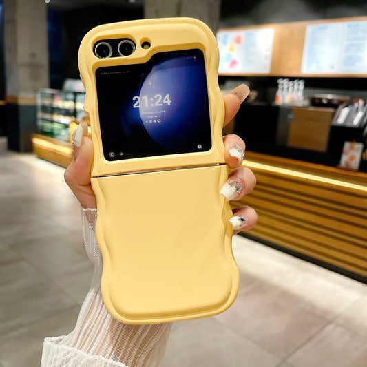 Big Wave Folding Case For Samsung Galaxy Z Flip 3 4 5 6 5G ZFlip5 ZFlip6 Fashion 2 Piece Set Protection Cute Flip4 Soft Cover