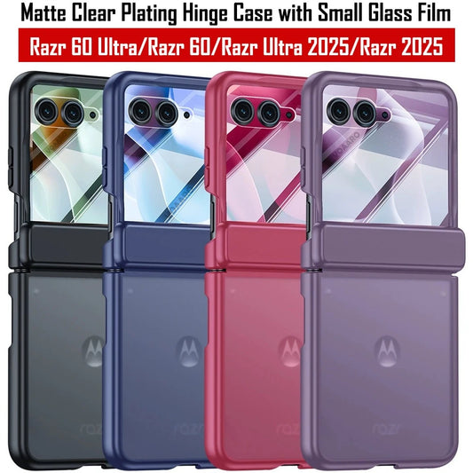 Matte Clear Plating Hinge Funda for Motorola Razr Ultra 2025 Case for Motorola Razr 60 Ultra Hinge Protect Case with Small Film